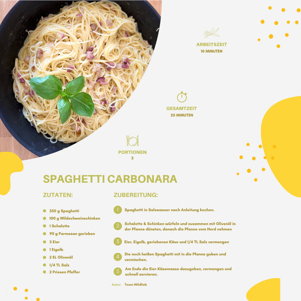 Spaghetti alla carbonara mit Wildschweinschinken. - Jetzt nachkochen!