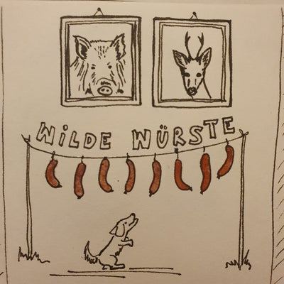 Wilde Rostbratwurst (100% Wildfleisch) 10 x 5 mit BIO Bier & BIO Mango Senf - Münchner Kindl GRATIS